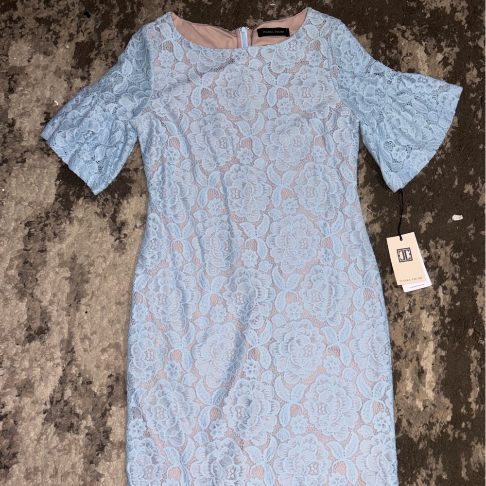 Ivanka Trump Blue Floral Lace Dress